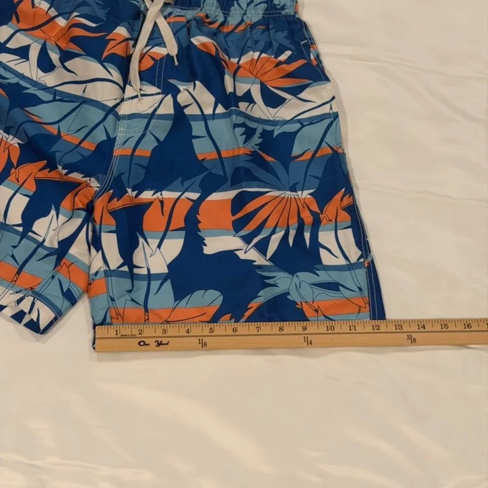 Cromer Resortwear Swim Trunks Mens M Blue Orange Tropical Floral Shorts Beach‎
